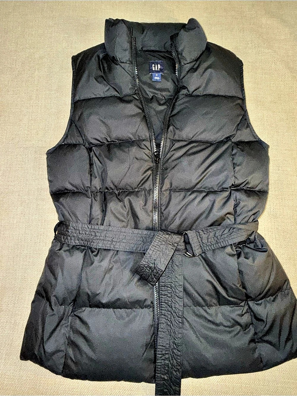 GAP Belted Quilted Puffer Vest Women's Black Size Medium